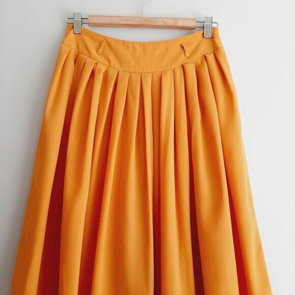 YA / Los Angeles Plisse Flowy Midi Skirt Yellow Sz S Flawed - Picture 2 of 13